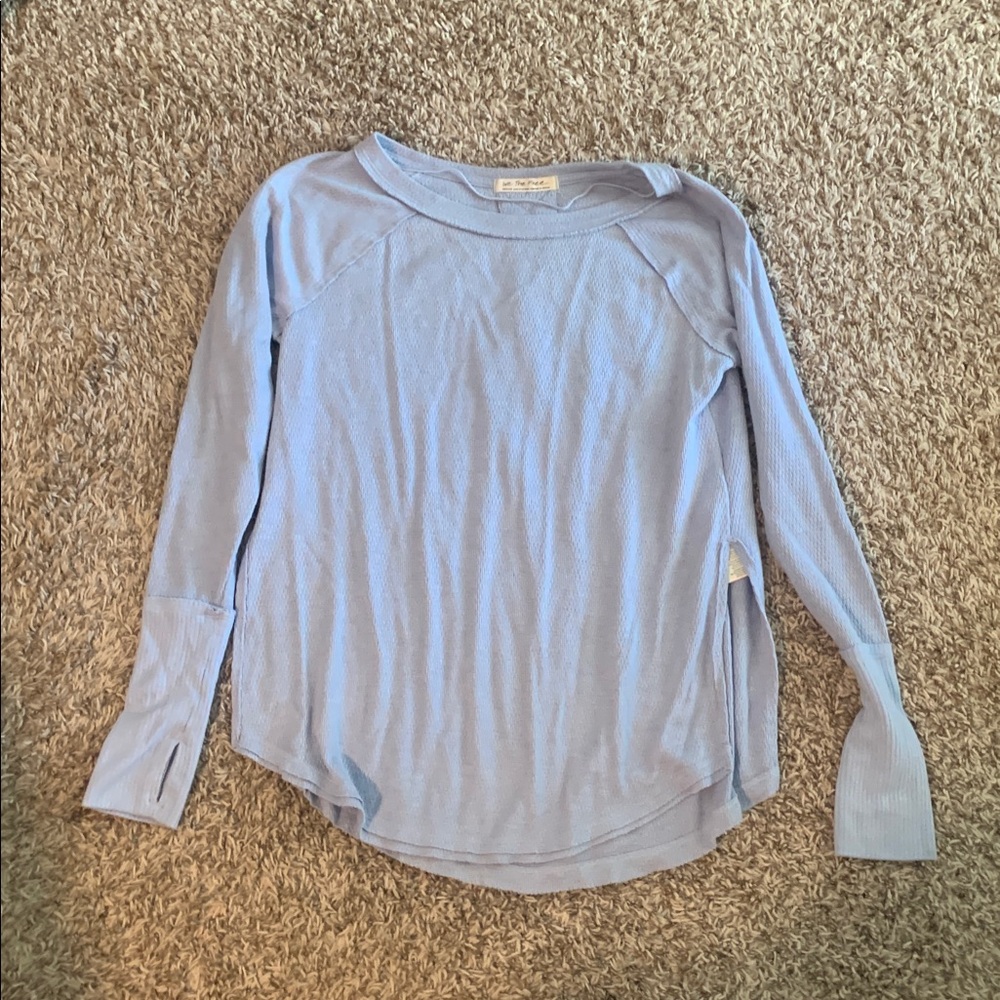 We The Free Soft Blue Knit Top